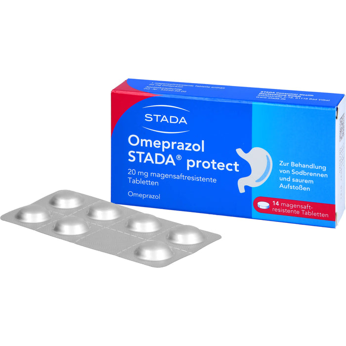 Omeprazol STADA protect 20 mg Tabletten bei Sodbrennen, 14 St. Tabletten