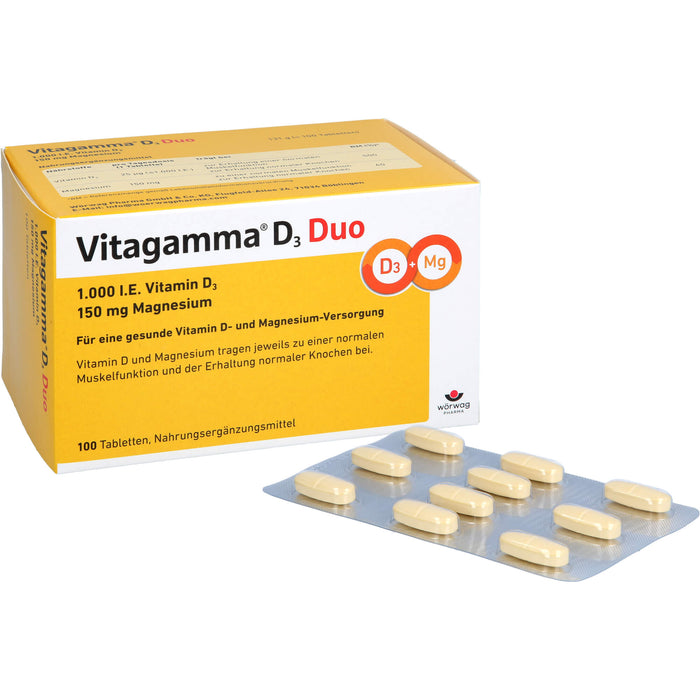 Vitagamma D3 Duo 1.000 I.E. Vitamin D3 150 mg Magnesium Tabletten, 100 St. Tabletten