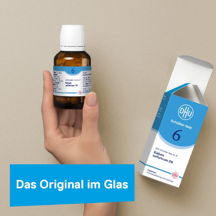 DHU Schüßler-Salz Nr. 6 Kalium sulfuricum D6 – Das Mineralsalz der Entschlackung – das Original – umweltfreundlich im Arzneiglas, 200 St. Tabletten