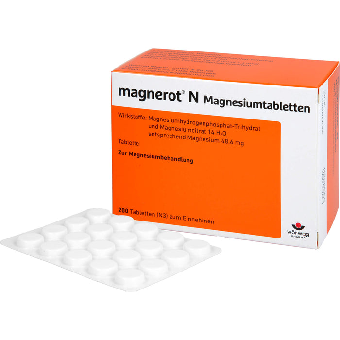 magnerot N Magnesiumtabletten zur Magnesiumbehandlung, 200 St. Tabletten