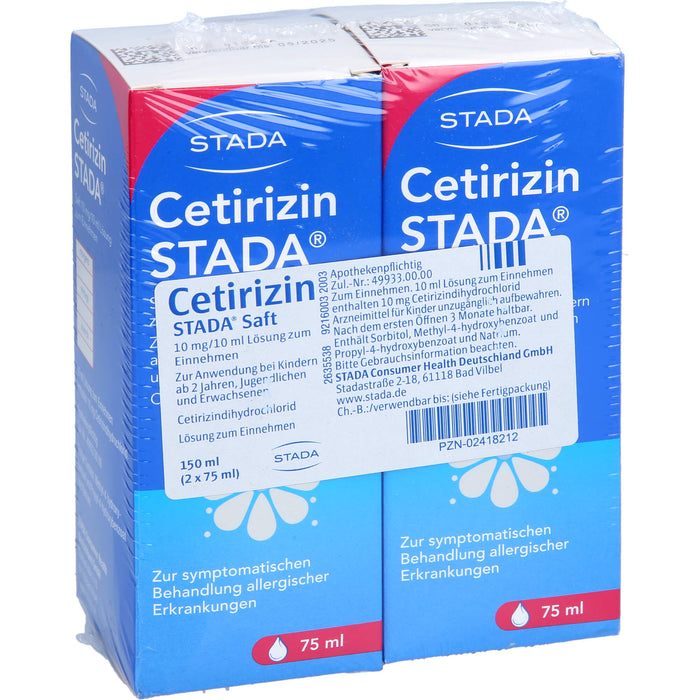Cetirizin STADA Saft zur symptomatischen Behandlung allergischer Erkrankungen, 150 ml Lösung