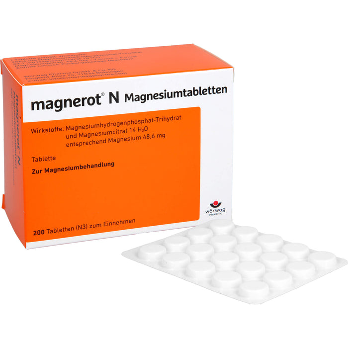 magnerot N Magnesiumtabletten zur Magnesiumbehandlung, 200 St. Tabletten