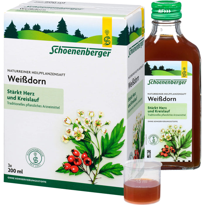 Schoenenberger naturreiner Heilpflanzensaft Weißdorn stärkt Herz und Kreislauf, 600 ml Lösung