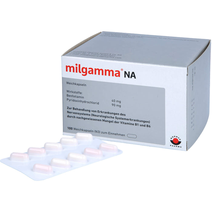 milgamma NA Weichkapseln bei Erkrankungen des Nervensystems durch nachgewiesenen Mangel der Vitamine B1 und B6, 100 St. Kapseln