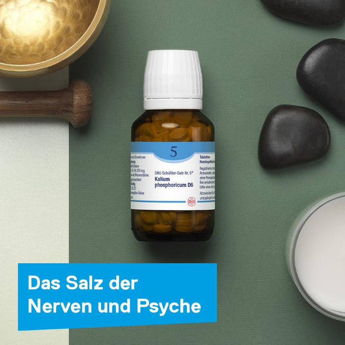 DHU Schüßler-Salz Nr. 5 Kalium phosphoricum D6 – Das Mineralsalz der Nerven und Psyche – das Original – umweltfreundlich im Arzneiglas, 420 St. Tabletten