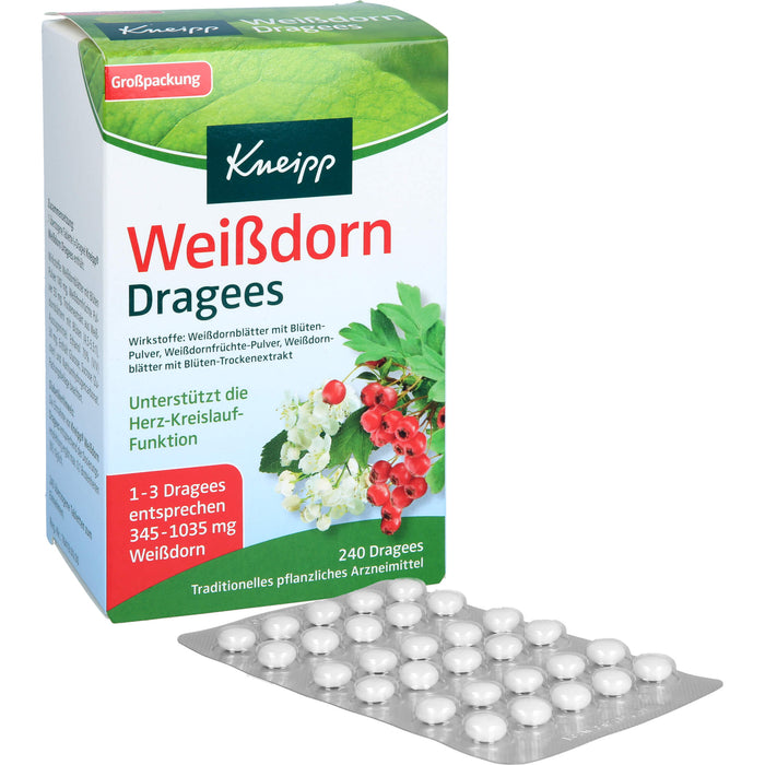Kneipp Weißdorn Dragees unterstützt die Herz-Kreislauf-Funktion, 240 St. Tabletten