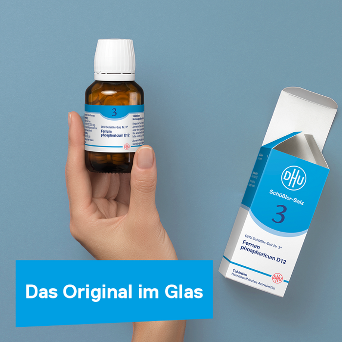 DHU Schüßler-Salz Nr. 3 Ferrum phosphoricum D12 – Das Mineralsalz des Immunsystems – das Original – umweltfreundlich im Arzneiglas, 420 St. Tabletten