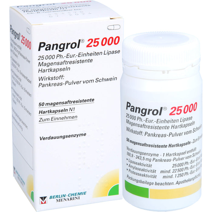 Pangrol 25 000 Kapseln Verdauungsenzyme, 50 St. Kapseln