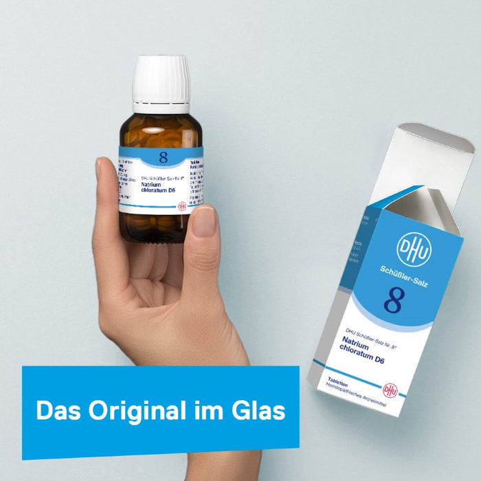 DHU Schüßler-Salz Nr. 8 Natrium chloratum D6 – Das Mineralsalz des Flüssigkeitshaushalts – das Original – umweltfreundlich im Arzneiglas, 200 St. Tabletten