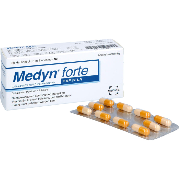 Medyn forte Kapseln bbei nachgewiesener, kombinierter Mangel an B6, B12 und Folsäure, 30 St. Kapseln