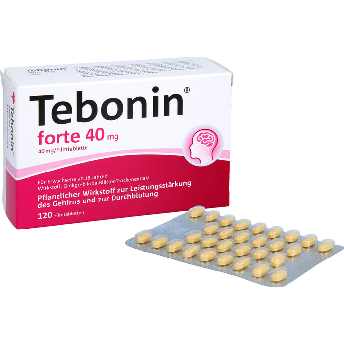 Tebonin forte 40 mg Filmtabletten zur Leistungsstärkung des Gehirns und zur Durchblutung, 120 St. Tabletten