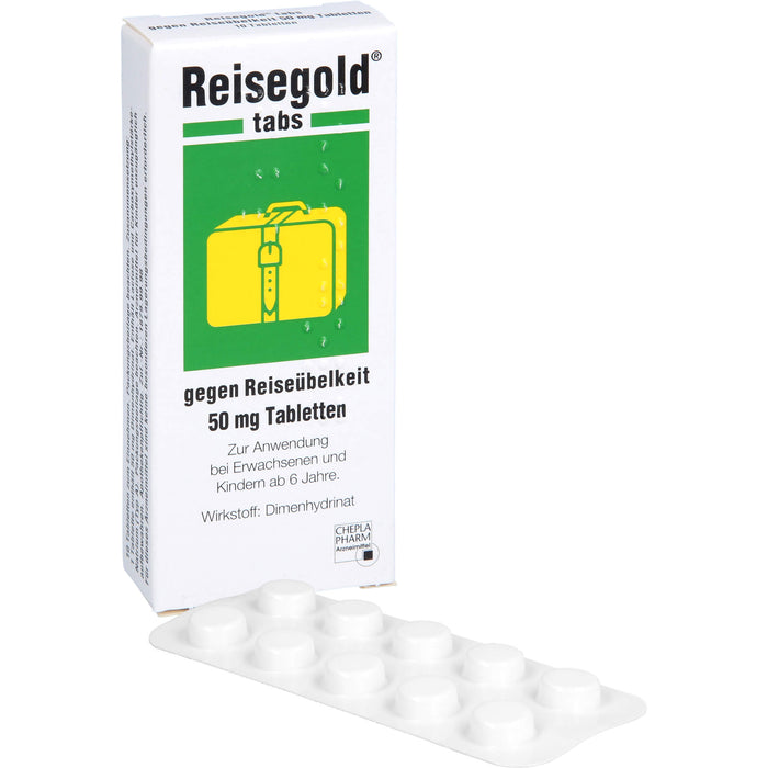 Reisegold tabs Tabletten gegen Reiseübelkeit, 10 St. Tabletten