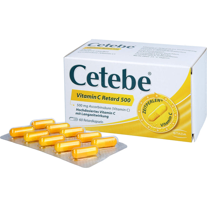 Cetebe Vitamin C Retard 500 Hartkapseln, 60 St. Kapseln