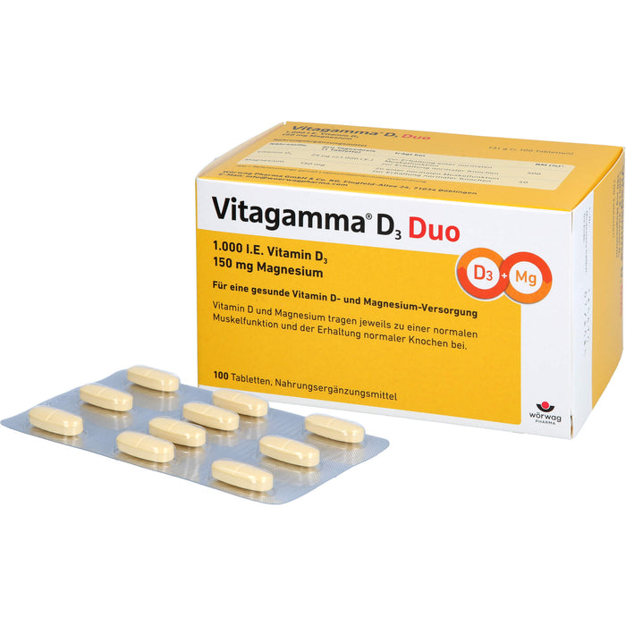 Vitagamma D3 Duo 1.000 I.E. Vitamin D3 150 mg Magnesium Tabletten, 100 St. Tabletten